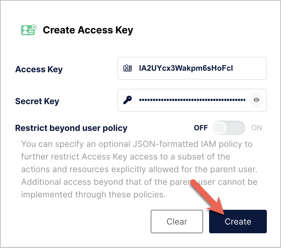 MinIO access key