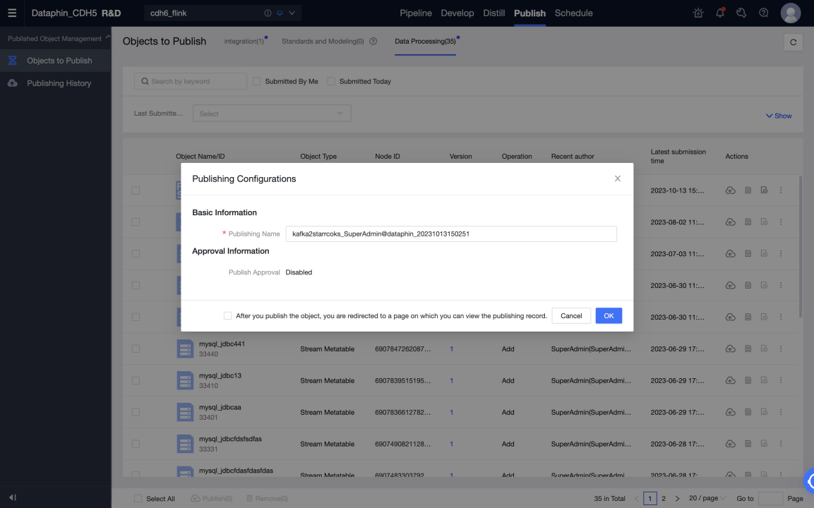 Create Flink SQL task - Step 6