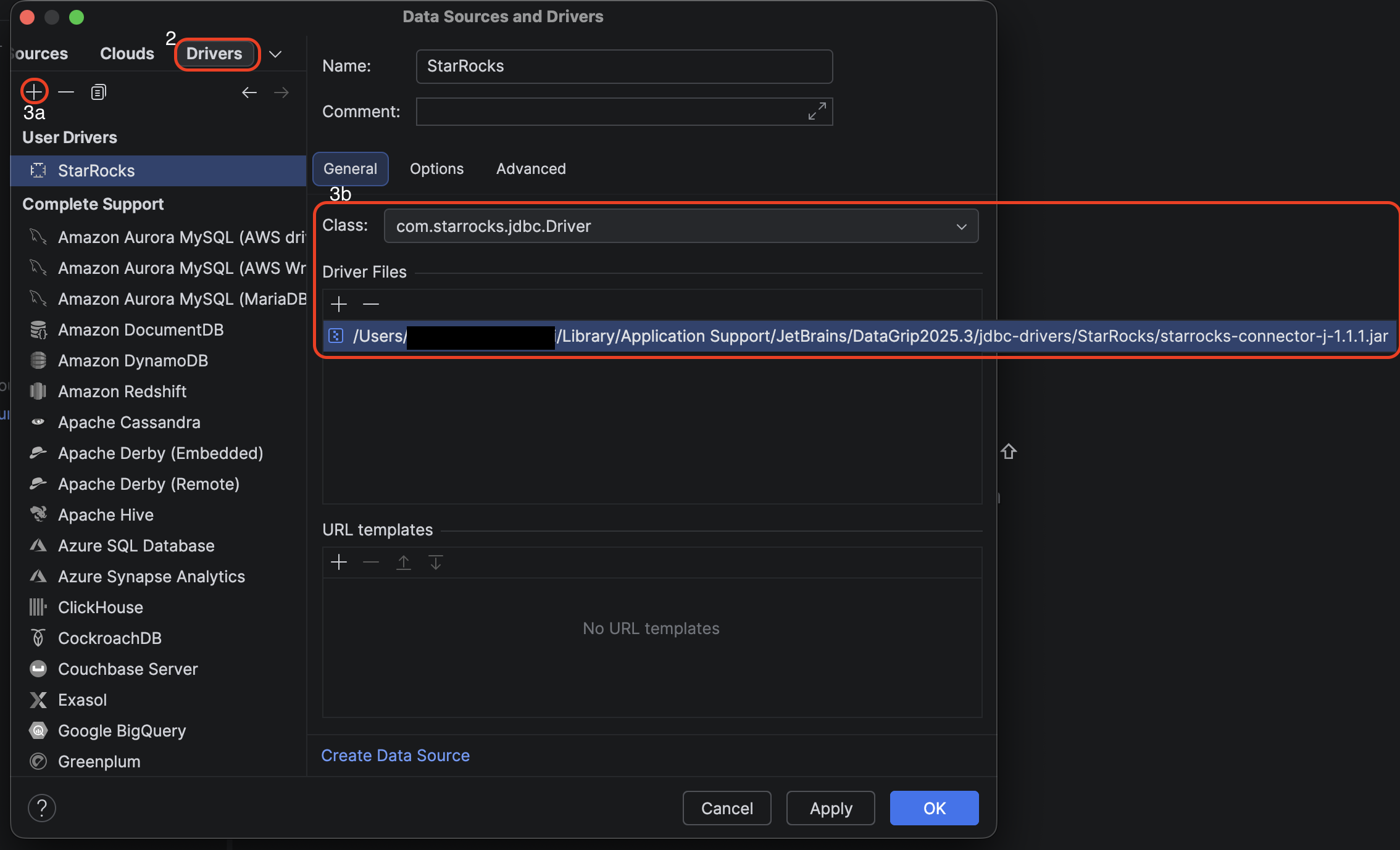 DataGrip - StarRocks 驱动程序配置